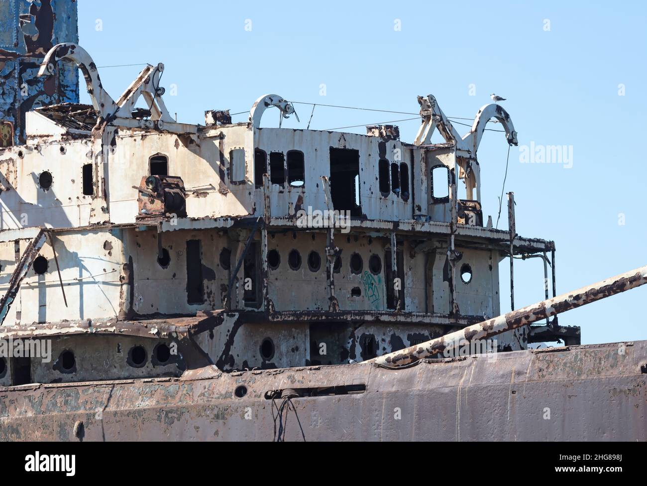 Schiffswrack in Arrecife (Lanzarote) Spanien, vor vielen Jahren versenkt Stockfoto