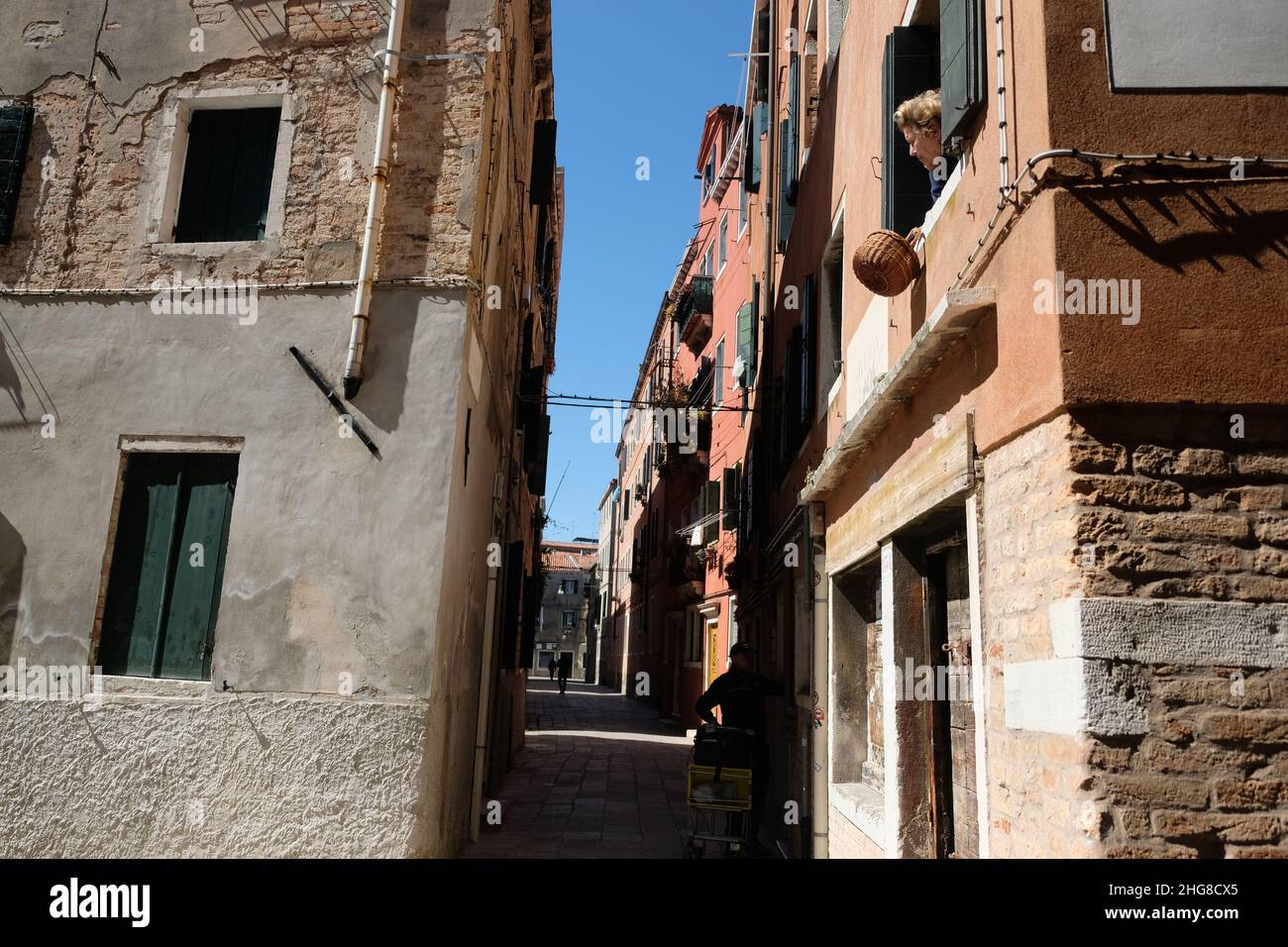 Venedig verlassene während der Sperre in einem beispiellosen Kampf gegen das Coronavirus, in Venedig, Italien, 8. April 2020. (MVS) Stockfoto