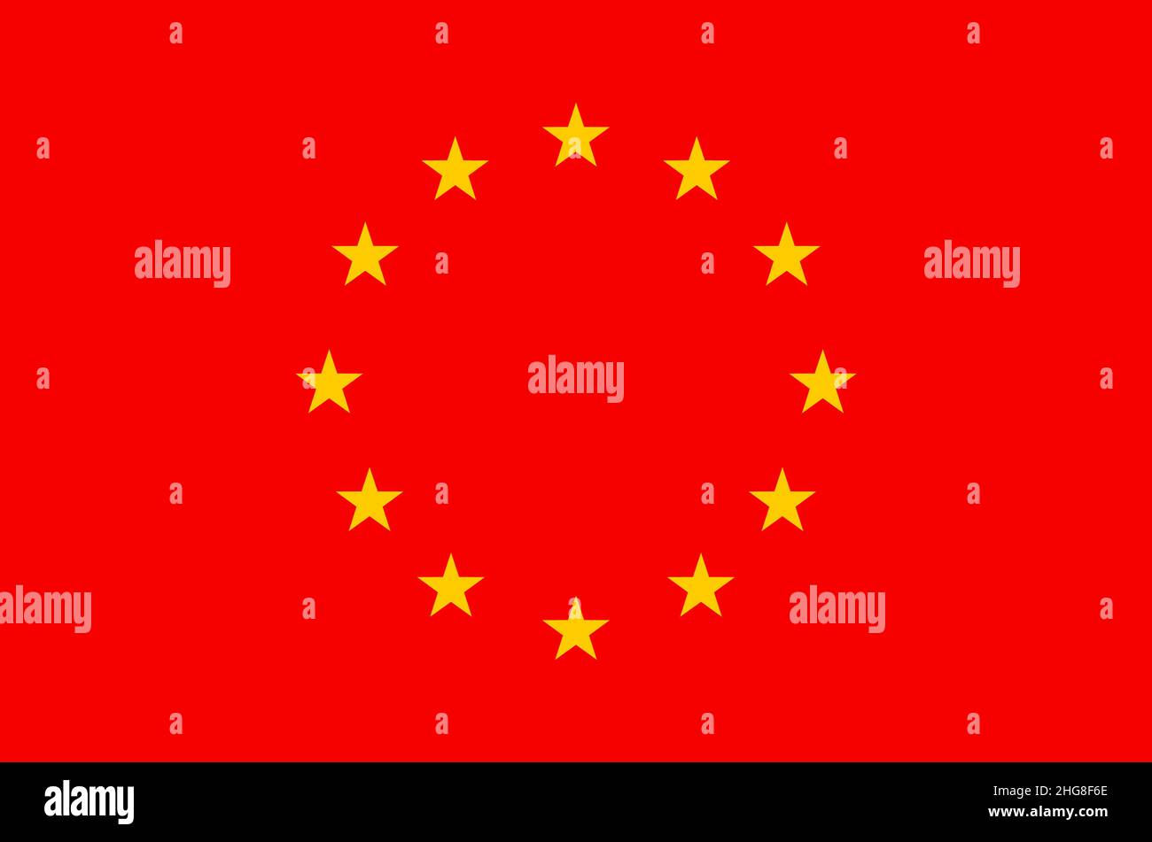 Rote Flagge der Europäischen Union. Vektorgrafik Stock Vektor