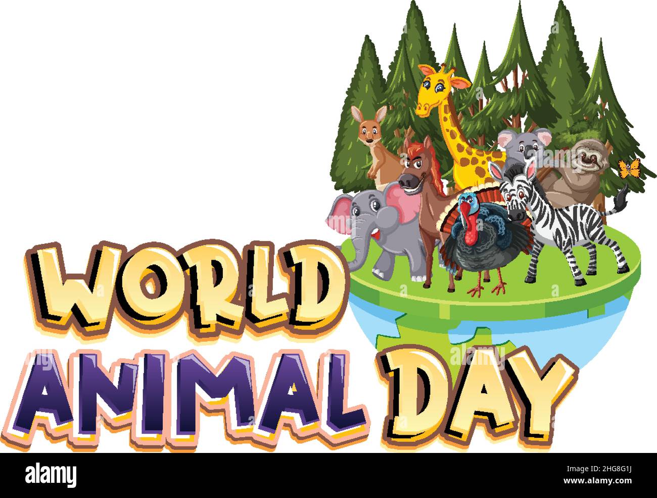 World Animal Day Logo mit afrikanischer Tierdarstellung Stock Vektor