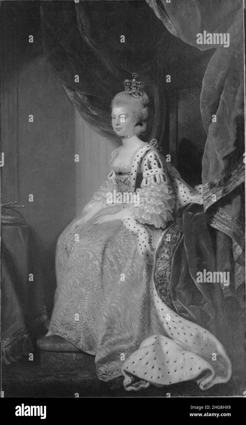 Sir Joshua Reynolds - Königin Charlotte Sophia von Mecklenburg-Strelitz. Ehefrau von George III Stockfoto