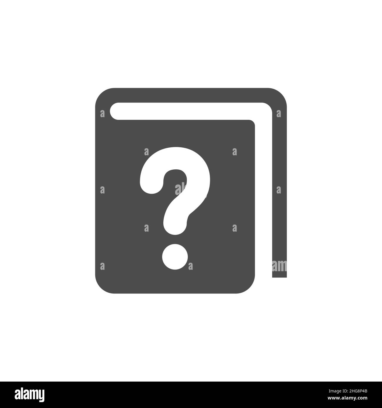 Buch mit schwarzem Vektorsymbol für Fragezeichen. Handbuch, faq oder Hilfe gefüllt Symbol. Stock Vektor