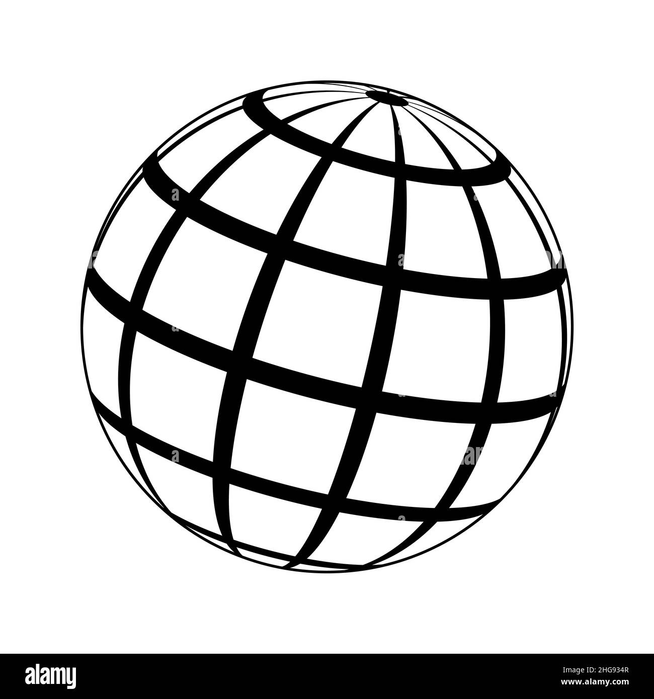 Ball mit Linien, Modell Planet Erde mit Meridian und Länge, 3D Kugel Stock Vektor