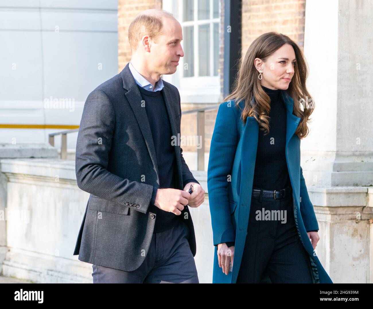 Der Herzog und die Herzogin von Cambridge besuchen das Foundling Museum in London, um mehr über den Pflegesektor zu erfahren und Vertreter aus dem gesamten System zu treffen, darunter auch solche mit direkter Erfahrung im Leben in der Pflege. Bilddatum: Mittwoch, 19. Januar 2022. Stockfoto