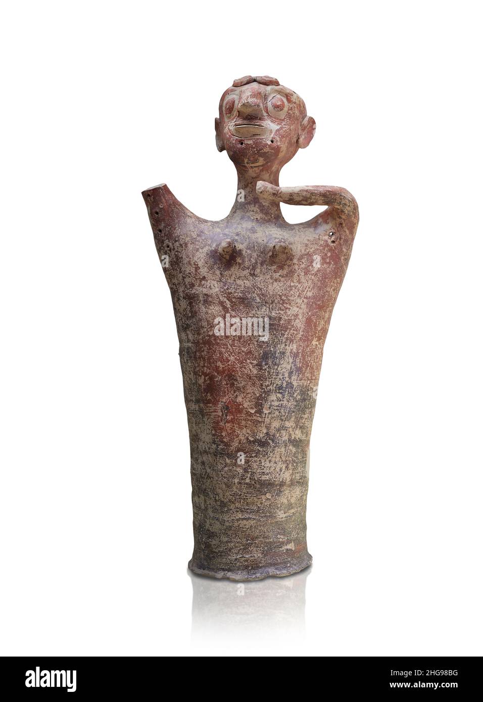 Mykenische anthropomorphe Figur, Mykene-Tempel, Raum 19, 1250-1180 v. Chr. Ref. LH IIIB2. Mykene archäologische Stätte Museum, Griechenland. Es ist nicht bekannt wha Stockfoto
