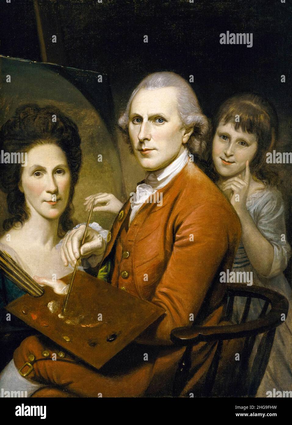 Charles Willson Peale (1741-1827), amerikanischer Maler, Selbstporträt mit Angelica und Porträt von Rachel, Malerei um 1782-1785 Stockfoto