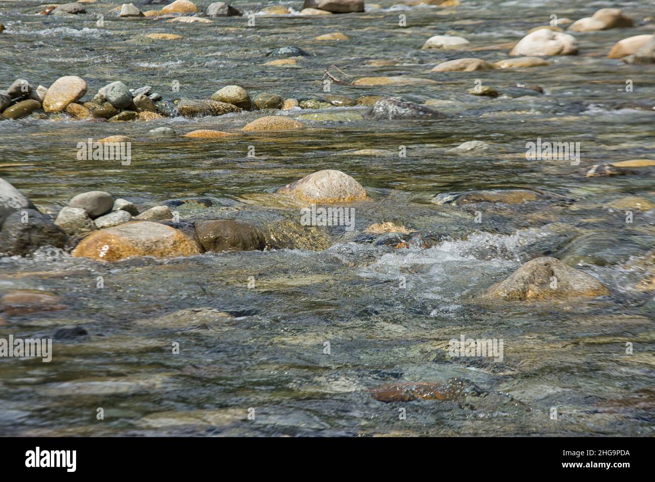 Fluss mit Felsen in der Nähe Stockfoto