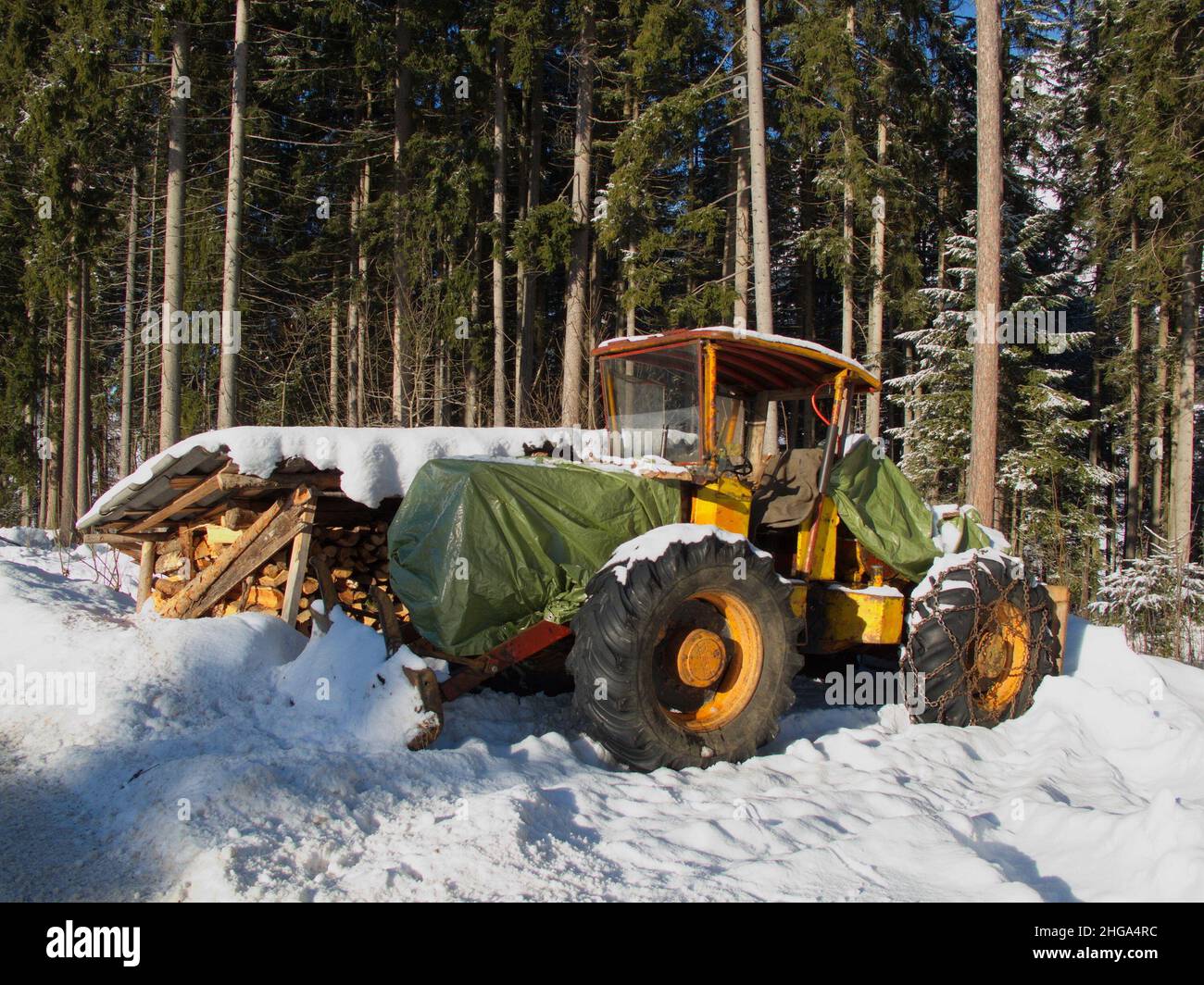 Traktor in Ramsau am Dachstein, Steiermark, Österreich, Europa Stockfoto
