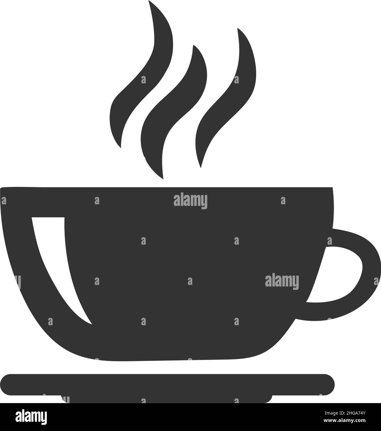 Vektorsymbol für Tasse Kaffee auf weißem Hintergrund isoliert Stock Vektor