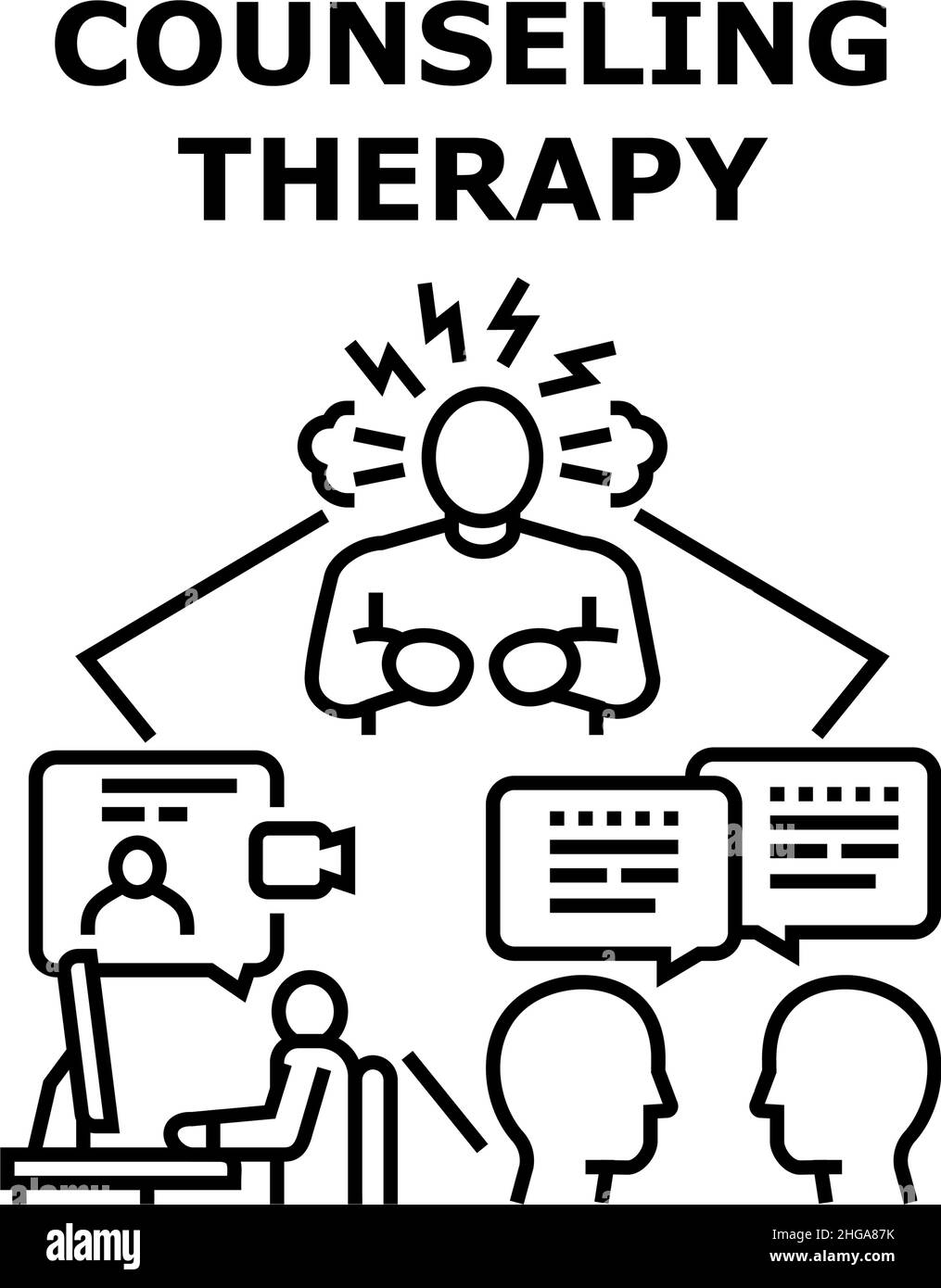 Illustration des Symbols für die beratende Therapie Stock Vektor