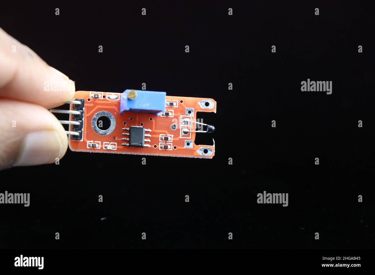 Digitales Temperatursensormodul für elektronische Projekte, Sensoren für kreative und nützliche Mikrocontroller-Projekte Stockfoto