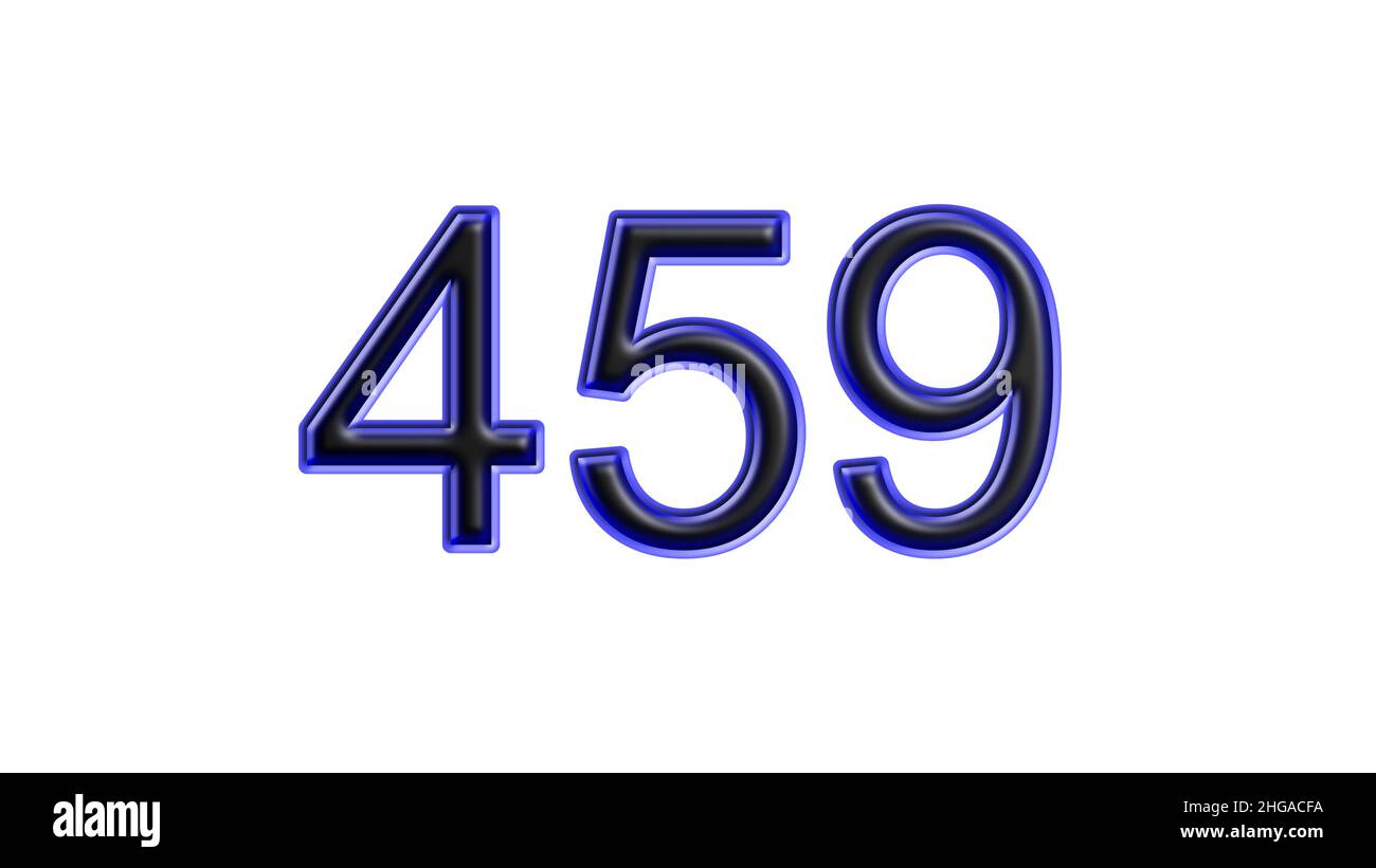 Blauer 459 Zahl 3D Effekt weißer Hintergrund Stockfoto
