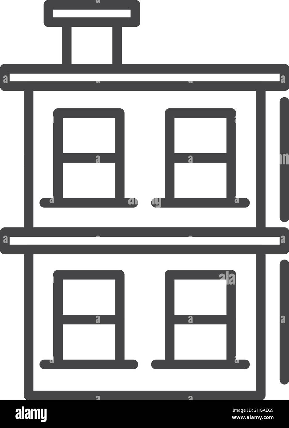 Stadthaus-Symbol. Duplex-Gebäude in linearem Stil Stock Vektor
