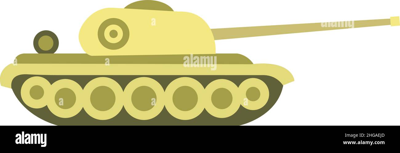 Tanksymbol. Militärisches gepanzertes Fahrzeug auf Kettenketten Stock Vektor