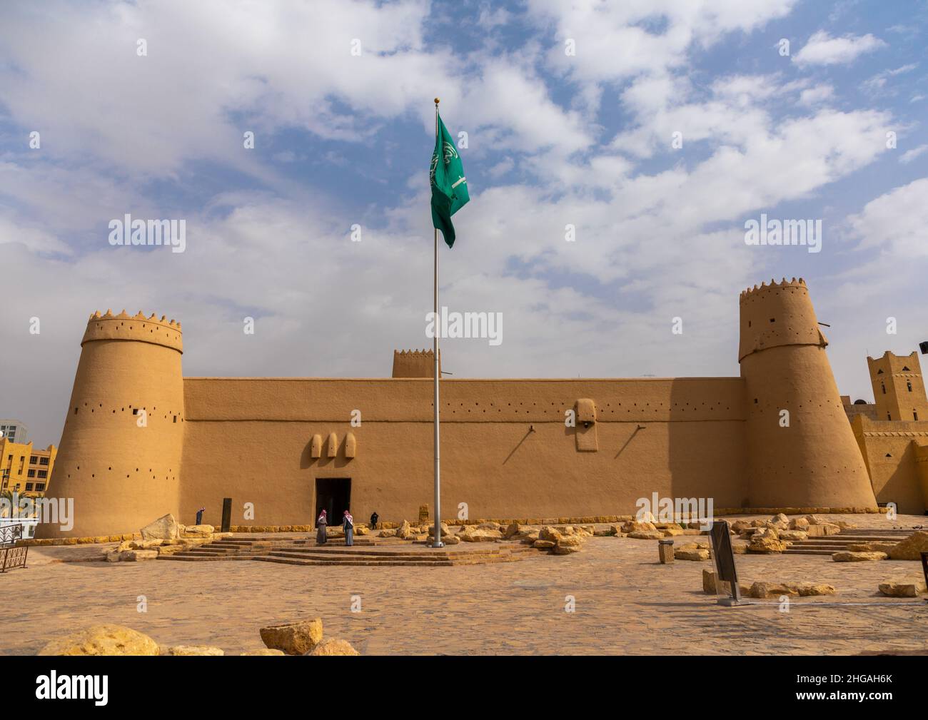 Eingang zum Fort Musmak, Provinz Riad, Riad, Saudi-Arabien Stockfoto