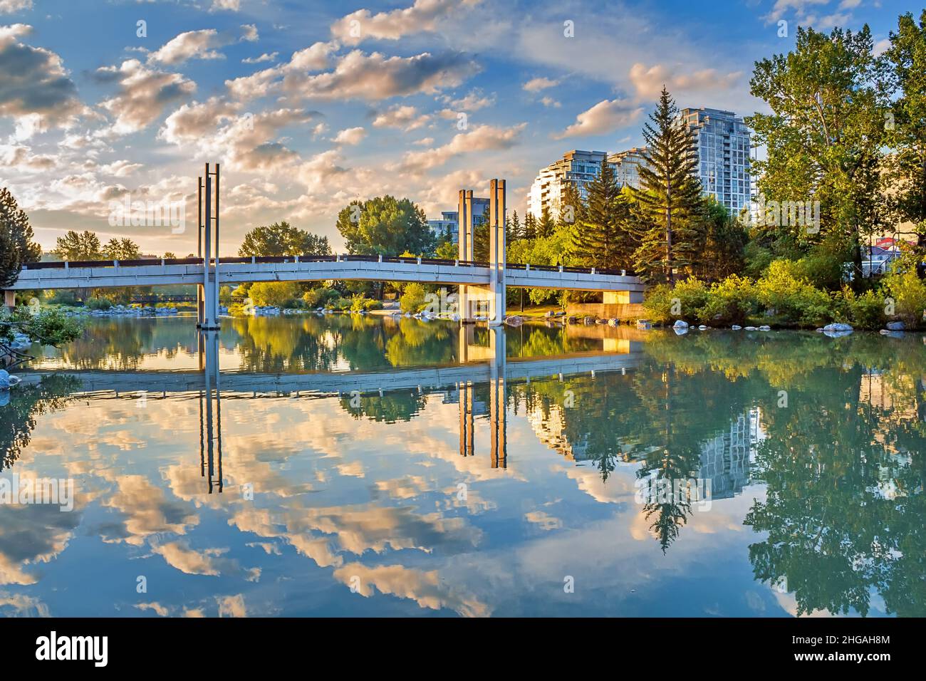Sommerliche City Park Reflections Stockfoto