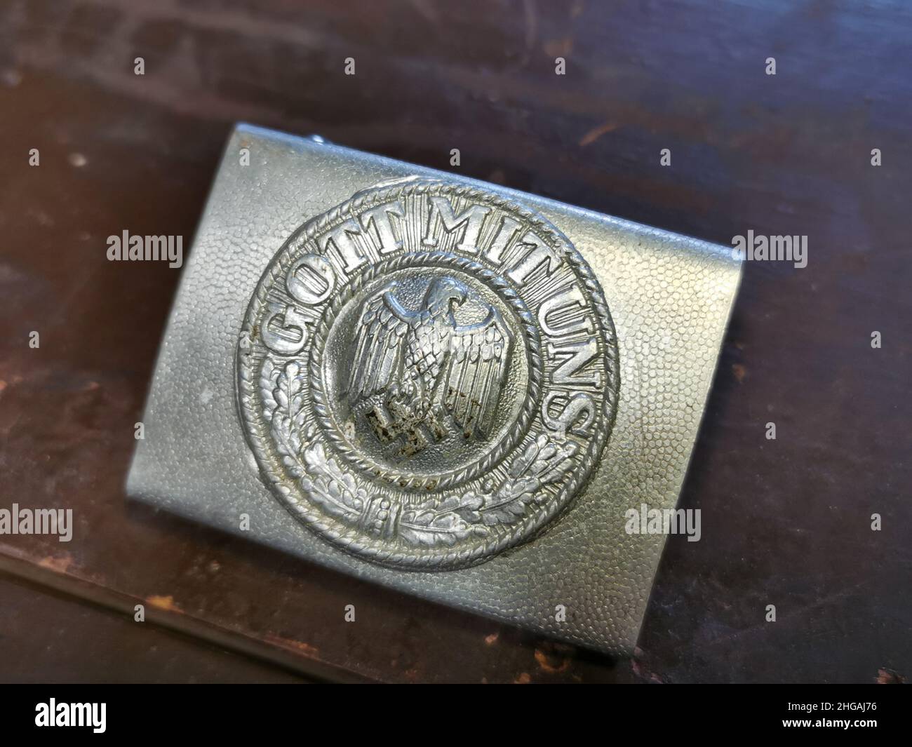 Deutsches Koppelschloss, Zweiter Weltkrieg 'Gott mit uns' 2. WK mit Hakenkreuz Stockfoto