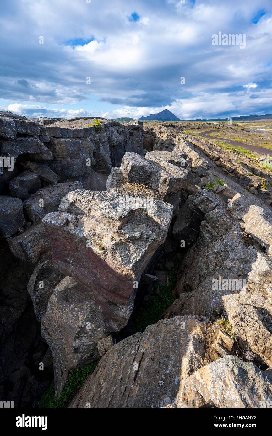 Kontinentale Kluft zwischen nordamerikanischer und eurasischer Platte, Mittelatlantikrücken, Rift Valley, Silfra Fissure, Krafla, Nordisland, Island Stockfoto