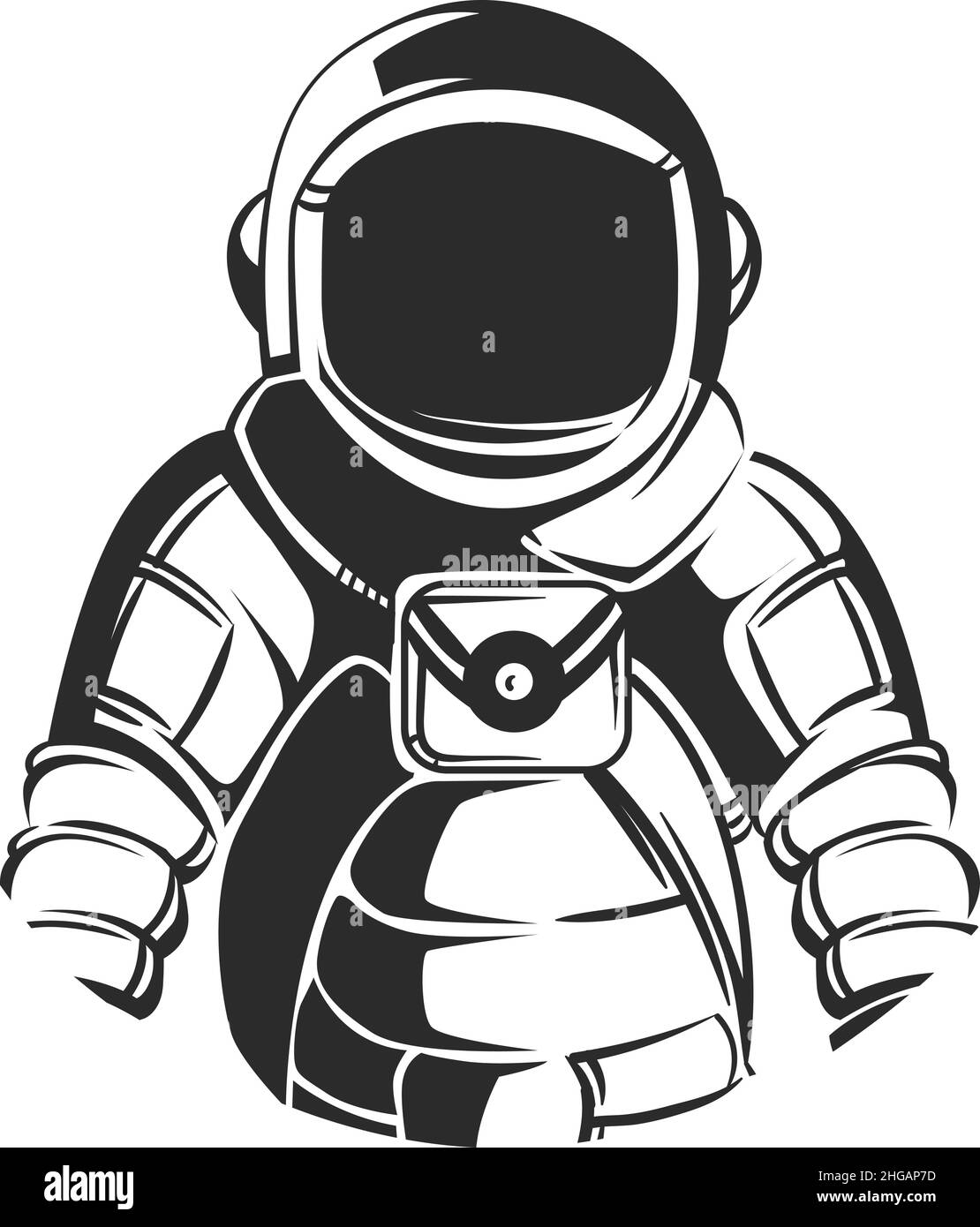 Astronaut-Symbol. Raumanzüge mit schwarzem Helmglas. Cosmonaut-Logo Stock Vektor