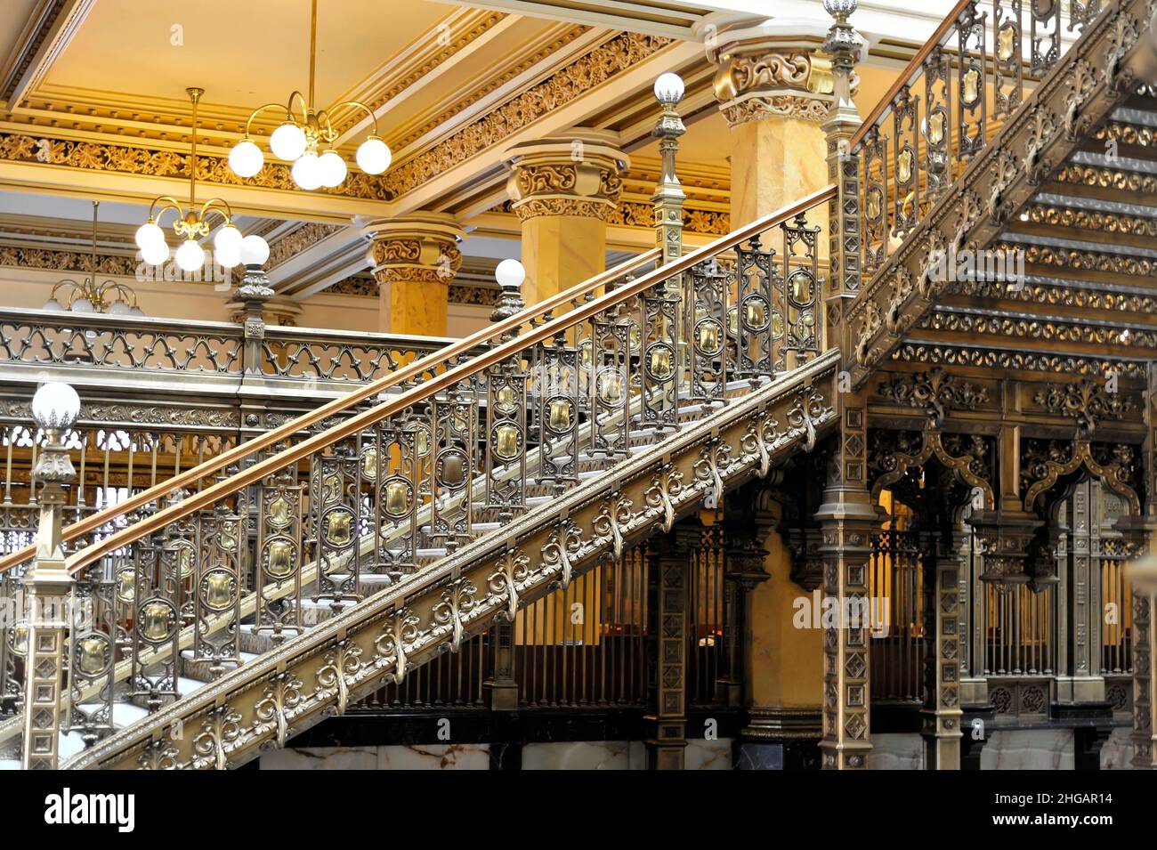 Innenansicht, Historic Main Post Office of Mexico City, Distrito Federal, Mexiko Stockfoto