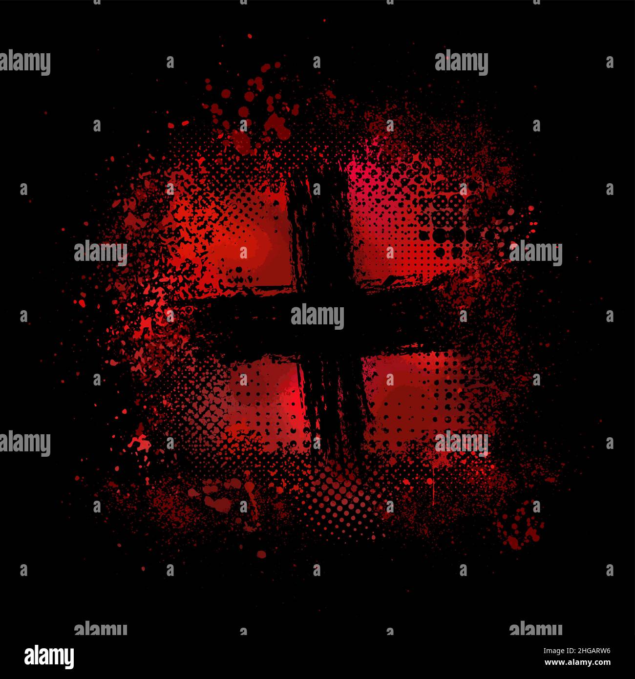 Pinselstrich auf schwarzem Hintergrund. Japanischer Stil. Vektordarstellung von Grunge-Flecken Stock Vektor