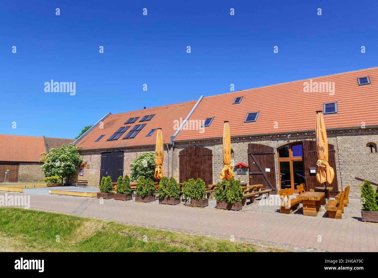 Scheune, historisches Scheunenviertel Kremmen, Brandenburg, Deutschland Stockfoto