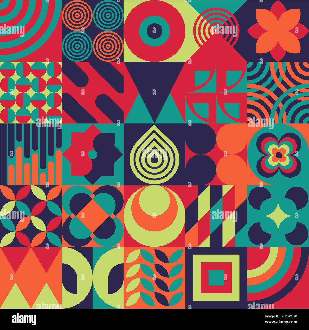 Bauhaus -neo geometrisches Design mit einfachen geometrischen Formen Stock Vektor