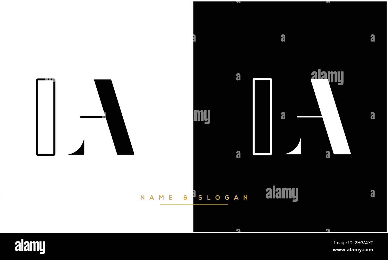LA, AL abstrakte Buchstaben Logo MONOGRAMM Stock Vektor