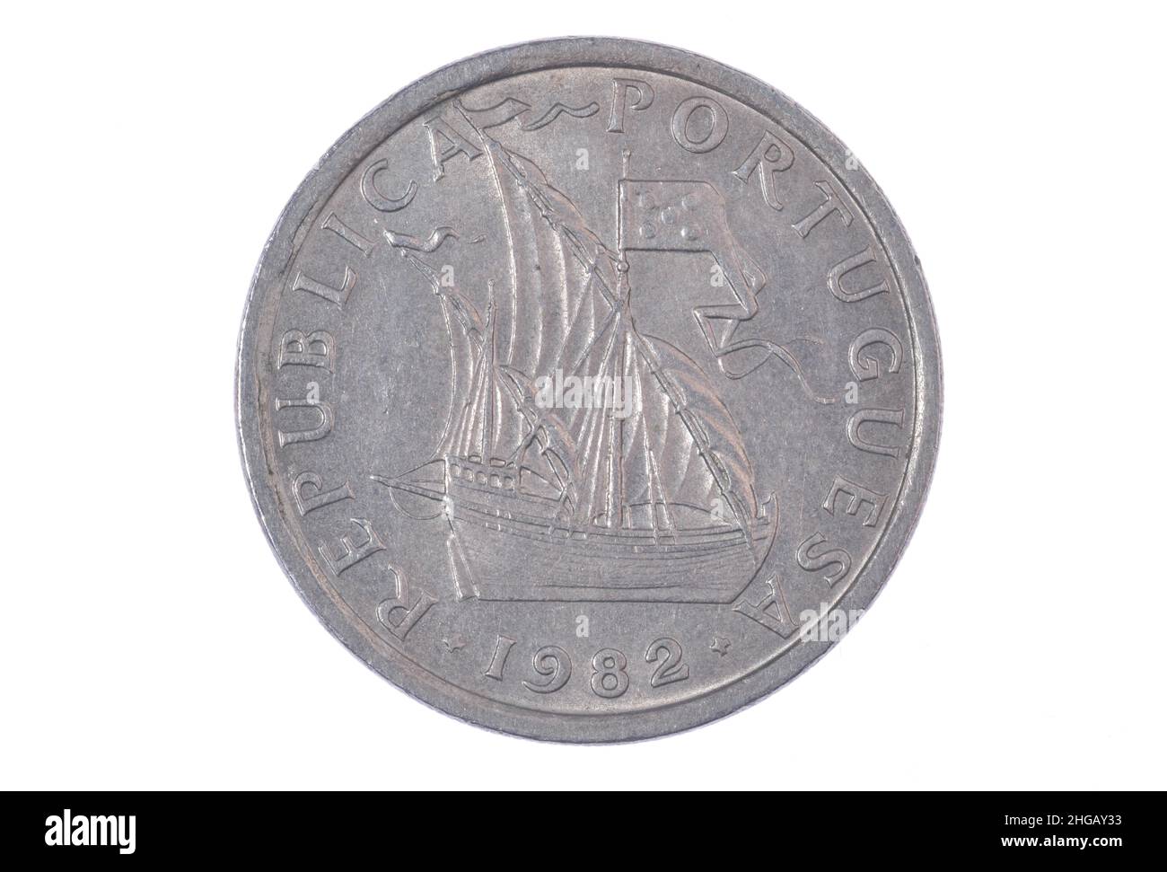 Münze, 5 Escudos, Portugal Stockfoto