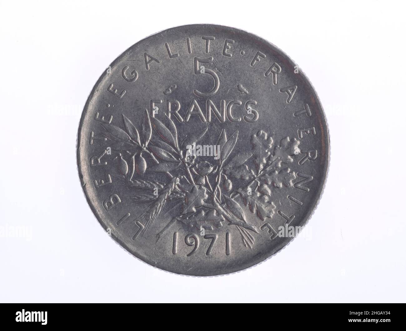 Münze, 5 Franken, Frankreich Stockfoto
