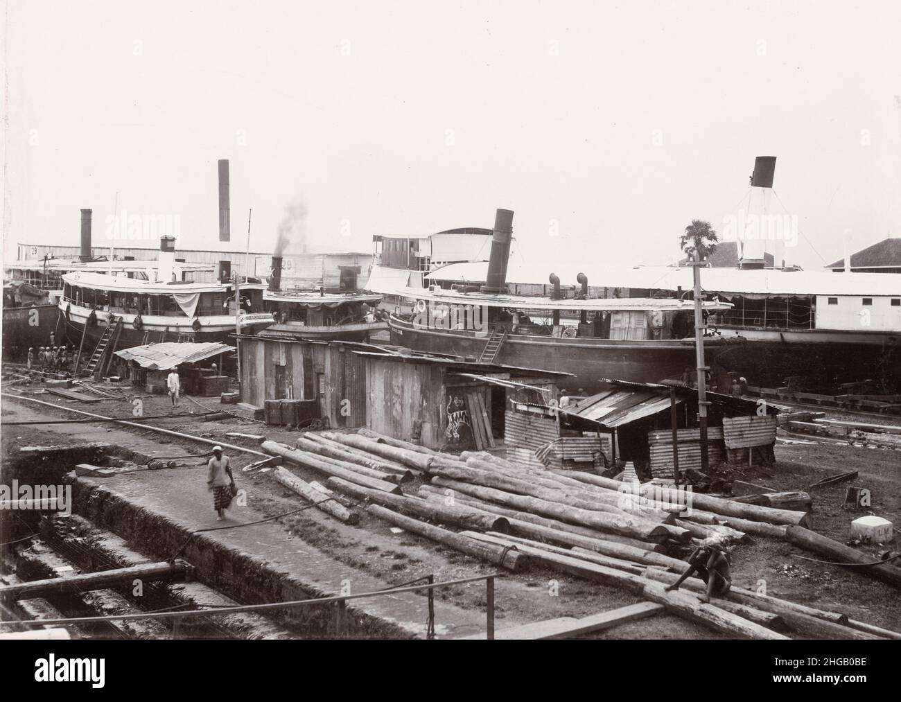 Jahrgang Anfang 20th Jahrhundert Foto: Schiffbau, Schiffsbau, Werft Rangun, Burma, ca. 1920 Stockfoto