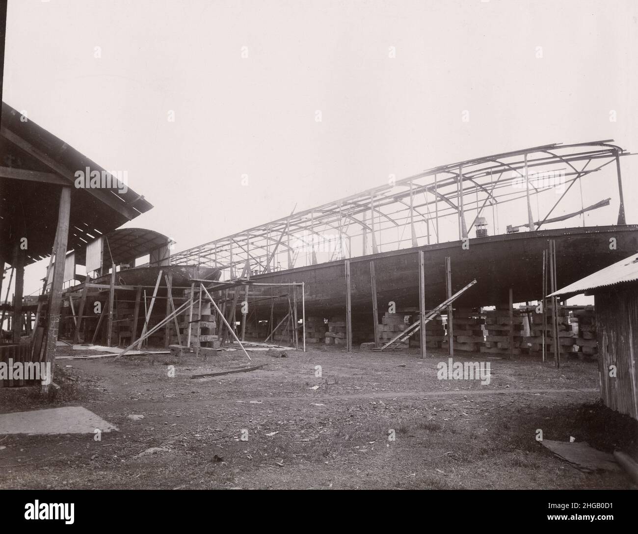 Jahrgang Anfang 20th Jahrhundert Foto: Schiffbau, Schiffsbau, Werft Rangun, Burma, ca. 1920 Stockfoto
