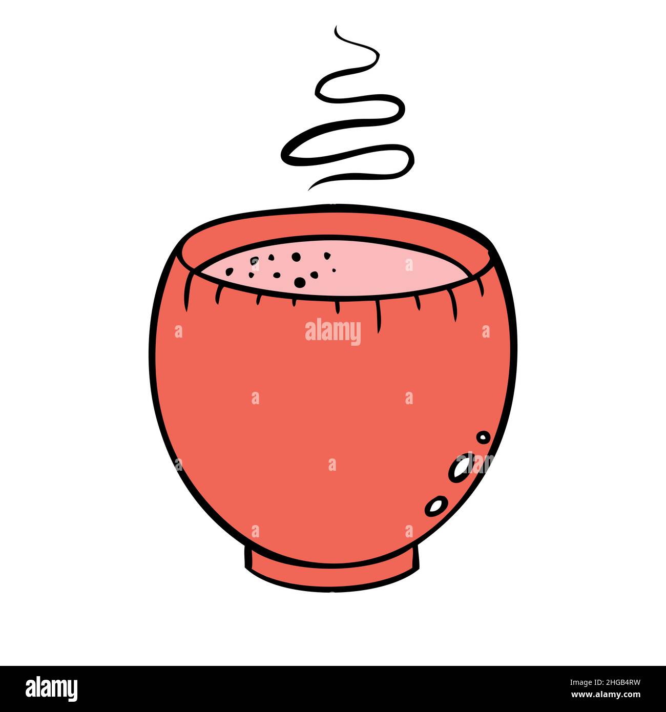 Süße Tasse heißes Getränk. Vektorgrafik im Doodle-Stil Stock Vektor