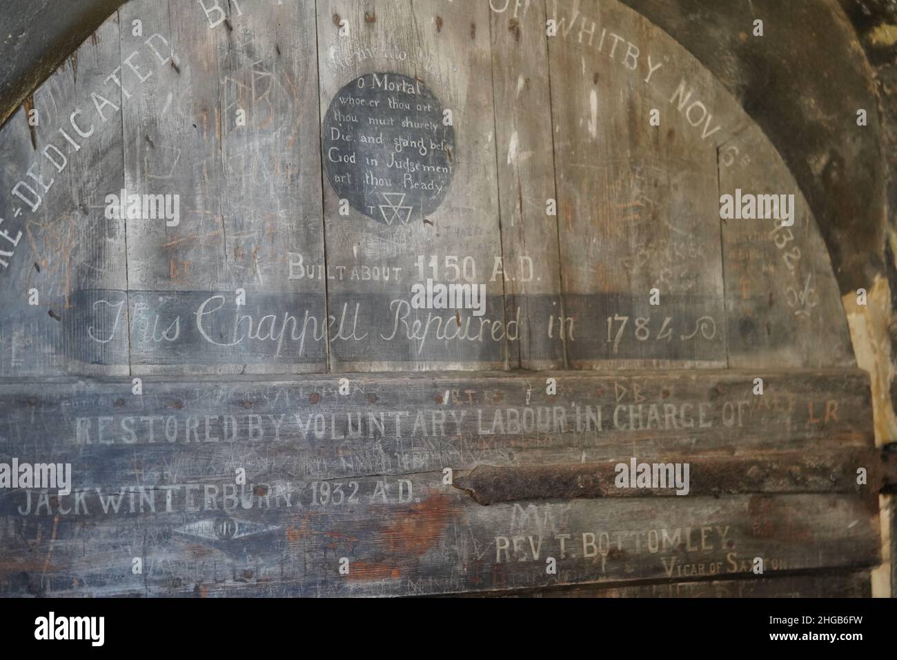 St Mary's Church, Lead, in der Nähe von Saxton North Yorkshire England, denkmalgeschütztes Gebäude. Die Kapelle befindet sich in der Nähe des Ortes der Schlacht von Towton 1461 Stockfoto