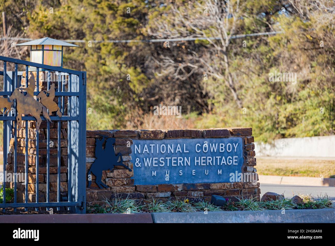 Oklahoma, DEZ 12 2021 - Schild des National Cowboy and Western Heritage Museum Stockfoto