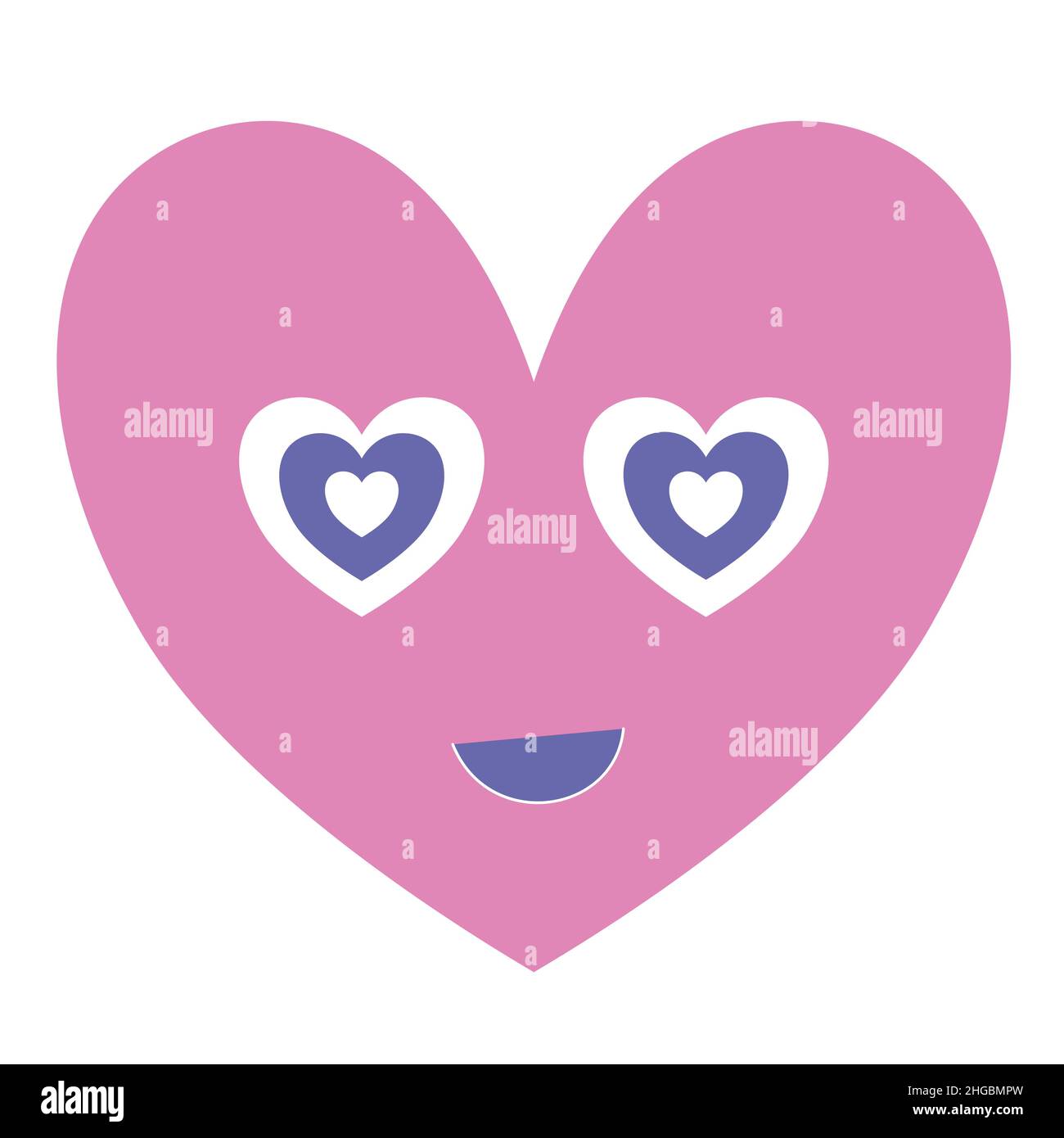 Niedliches Smiley-Herz-Emoji in Pastellfarben. Romantischer Valentinstag Charakter isoliert auf weiß. Sich für immer verliebt fühlen Stock Vektor