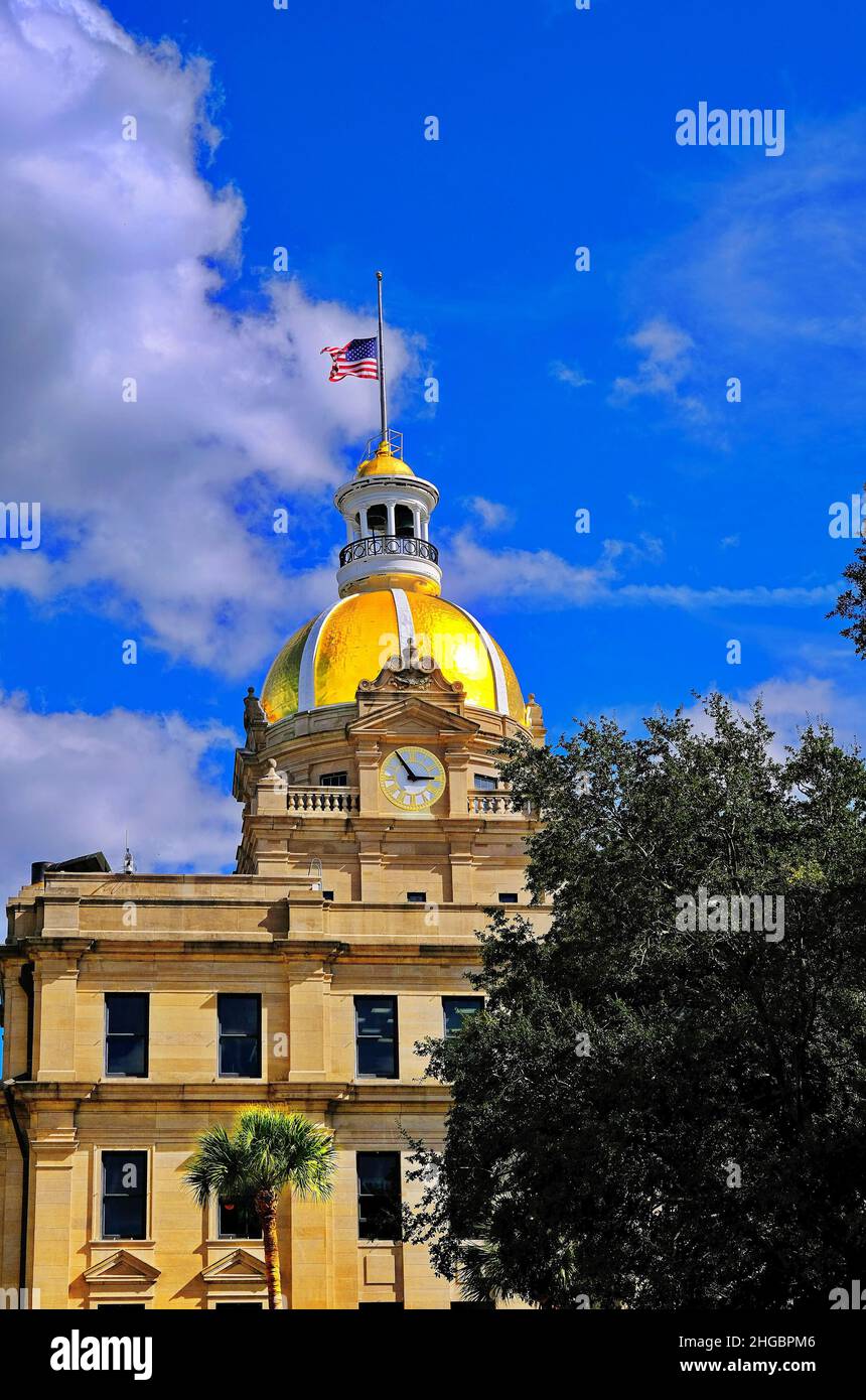 Gold Dome am Rathaus von Savannah Stockfoto