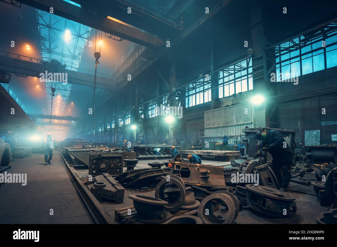Innenausstattung der Metallurgie-Fabrik. Gießerei im Inneren. Modernes Industrieunternehmen. Schwerindustrie. Stockfoto