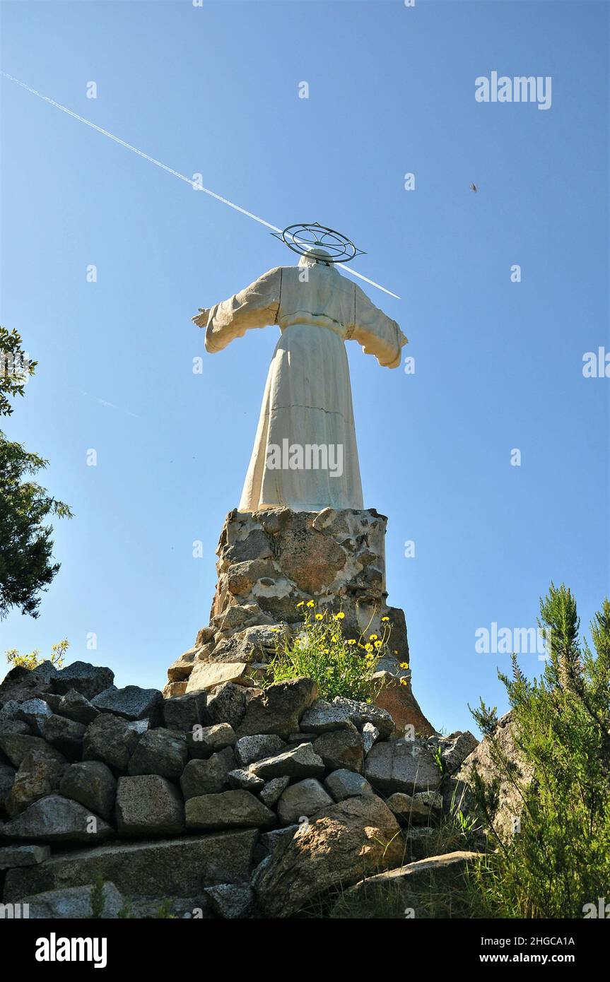 Statue des Heiligen Herzens in Teià in der Region Maresme, Provinz Barcelona, Katalonien, Spanien Stockfoto