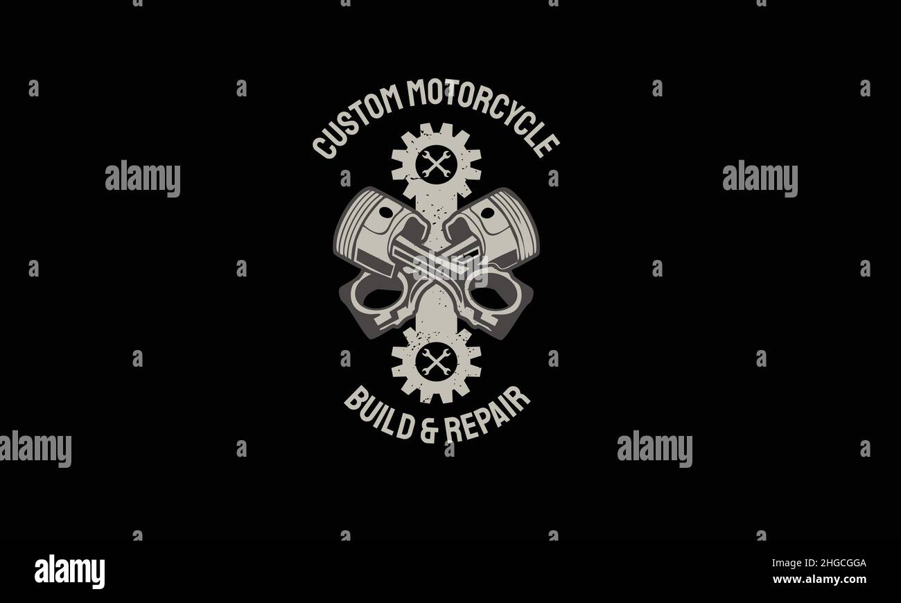Reifen, Stoßdämpfer, Motorkolben, Zahnrad - Race Club / Werkstatt Logo  Stock Vector
