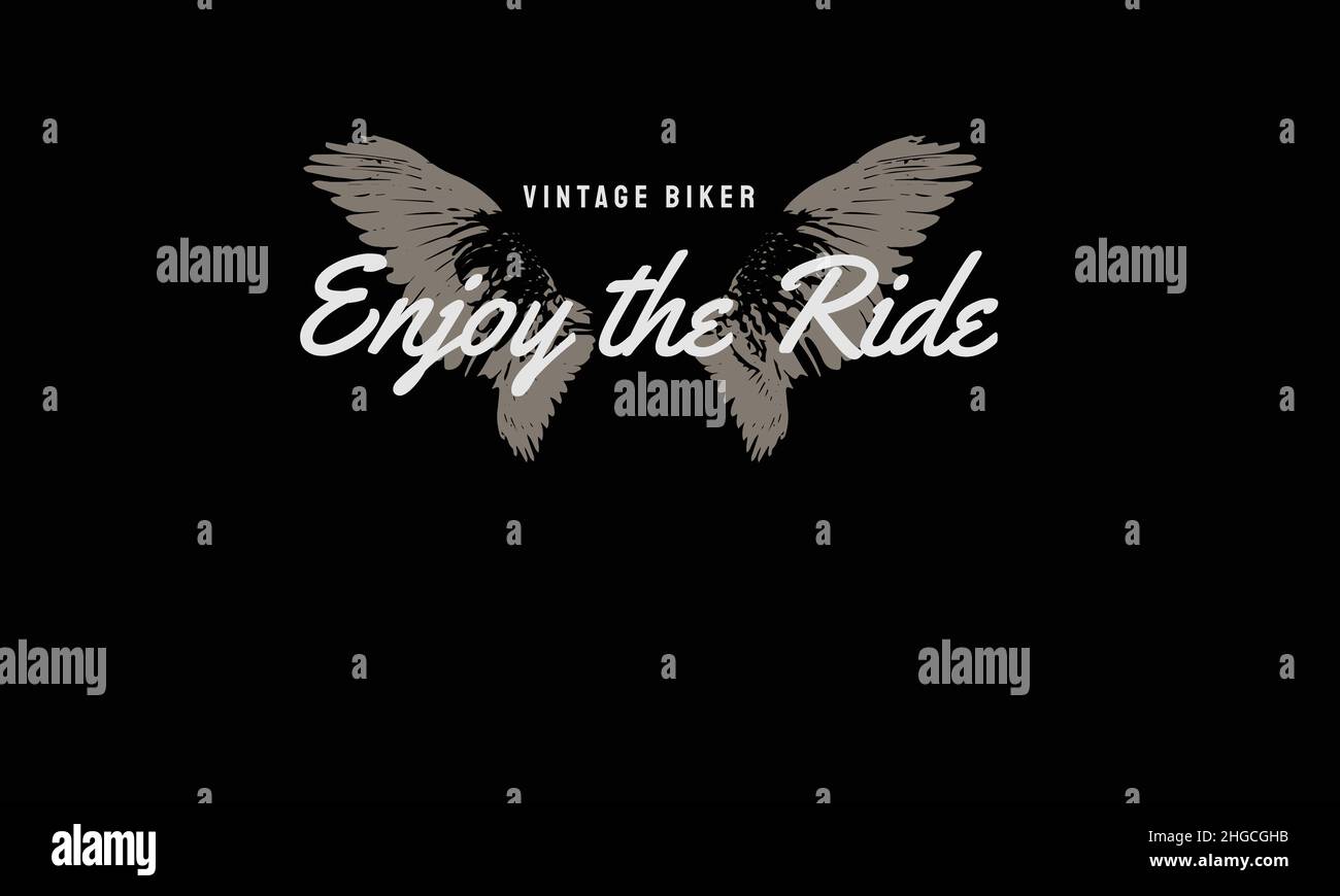 Genießen Sie die Fahrt Adler Vintage Motorrad Monogramm Text Vektor Vorlage Stock Vektor