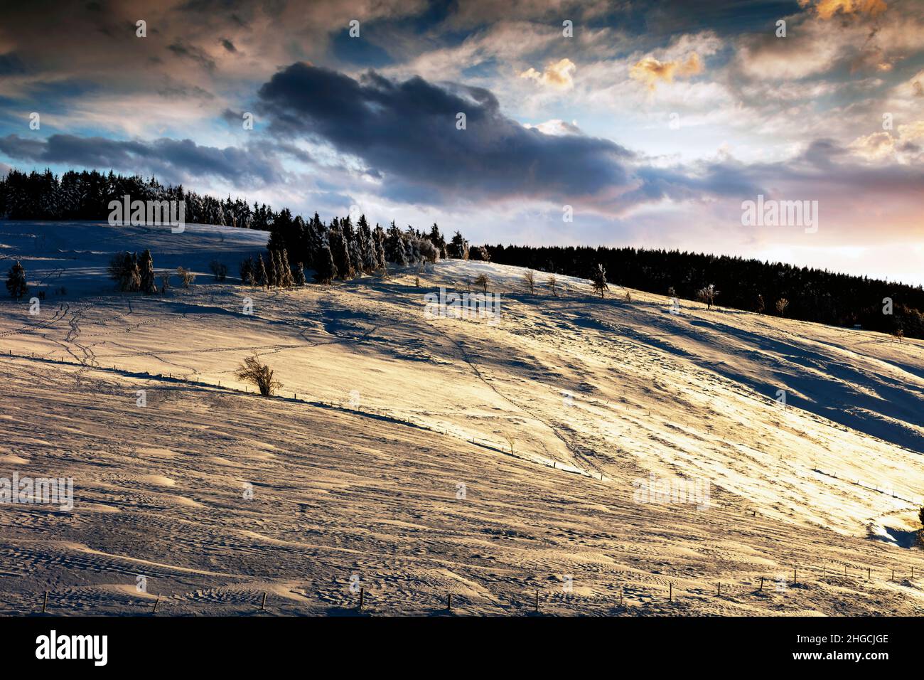 Sonnenuntergang am Schauinsland im Schwarzwald Stockfoto