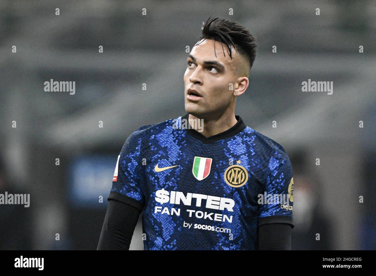 Mailand, Italien am 19. Januar 2022. Lautaro Martinez vom FC Internazionale während der italienischen Serie A Fußballmeisterschaft FC Internazionale gegen Empoli im San Siro Stadion in Mailand, Italien am 19. Januar 2022 Credit: Piero Cruciatti/Alamy Live News Stockfoto