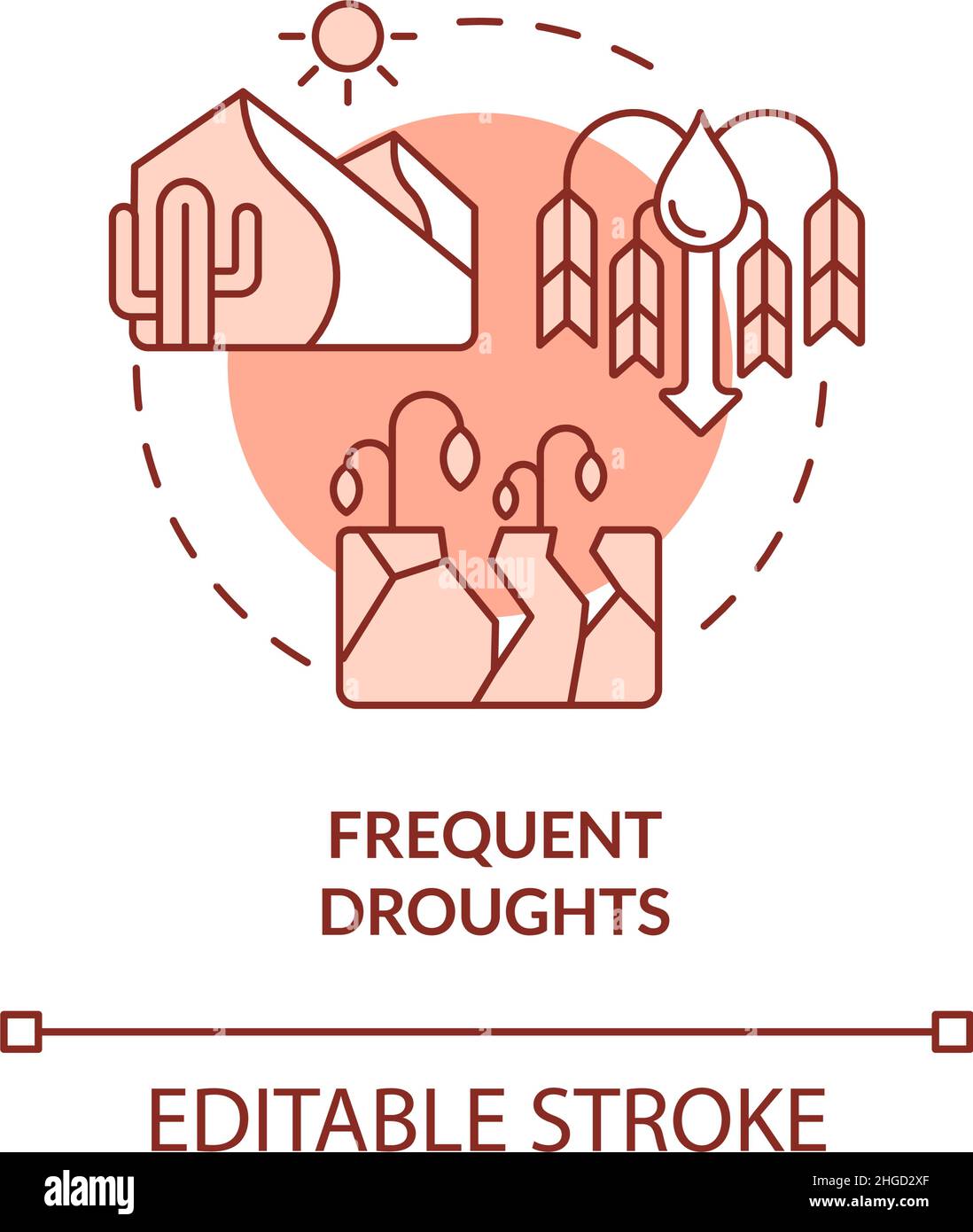 Rotes Konzeptsymbol für häufige Dürren Stock Vektor