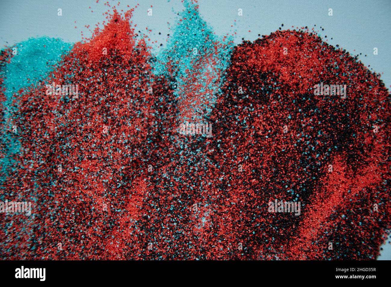 Abstrakter Sandhintergrund, farbenfroher Ort zur Produktpräsentation. Meditativ strukturiertes Zen-Muster. Stockfoto