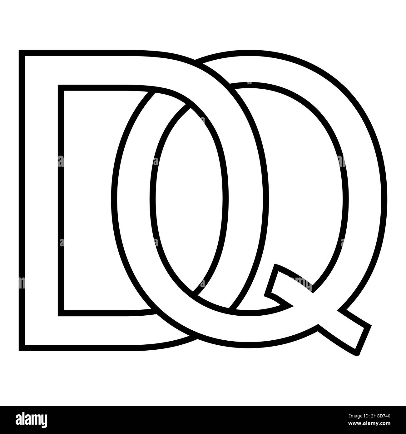 Logo-Zeichen dq QD, Symbol nft dq Zeilensprungbuchstaben d q Stock Vektor