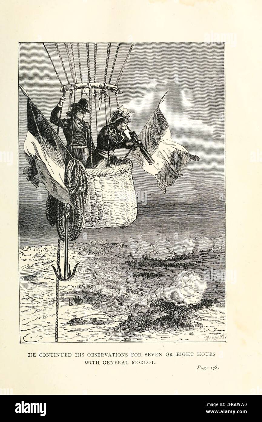 Er setzte seine Beobachtungen für sieben oder acht Stunden mit General Morlot von Émile-Antoine Bayard aus ' A Drama in the Air ' (französisch: ''UN drame dans les Airs''), einer Abenteuer-Kurzgeschichte von Jules Verne, fort. Die Geschichte wurde erstmals im August 1851 unter dem Titel „Wissenschaft für Familien“ veröffentlicht. Eine Reise im Ballon“ („La Science en famille. UN voyage en ballon') im Musée des familles. 1874 wurde es mit sechs Illustrationen in Doctor Ox aufgenommen, der einzigen Sammlung von Jules Vernes Kurzgeschichten, die zu Vernes Lebzeiten veröffentlicht wurde. Eine englische Übersetzung von Anne T. Wilbur, veröffentlicht im Mai 1852 in Stockfoto