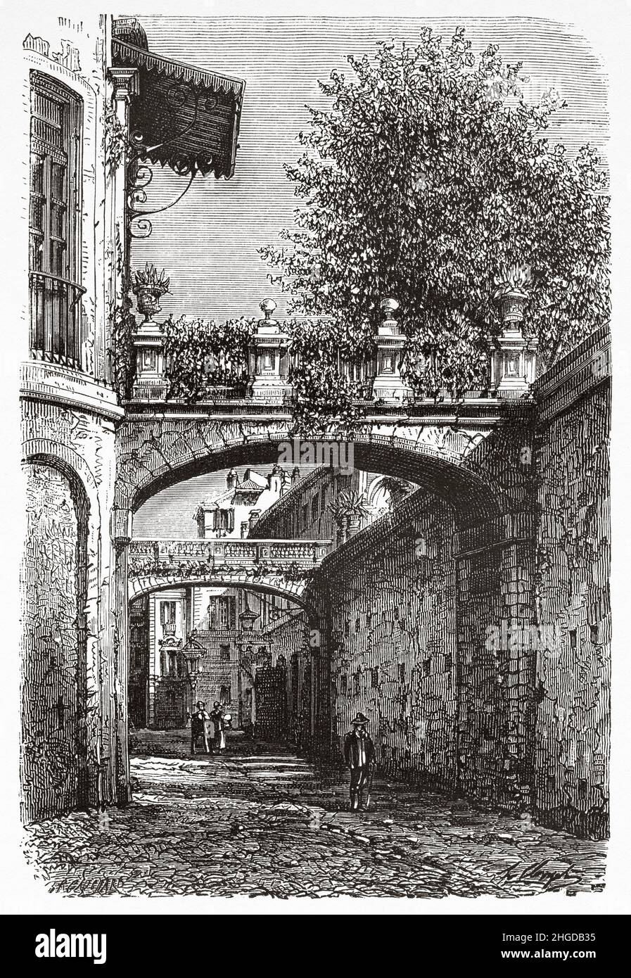 Via della Pilotta, Rom. Italien, Europa. Alte, gravierte Illustration aus dem 19th. Jahrhundert von Francis Wey, Le Tour du Monde 1870 Stockfoto