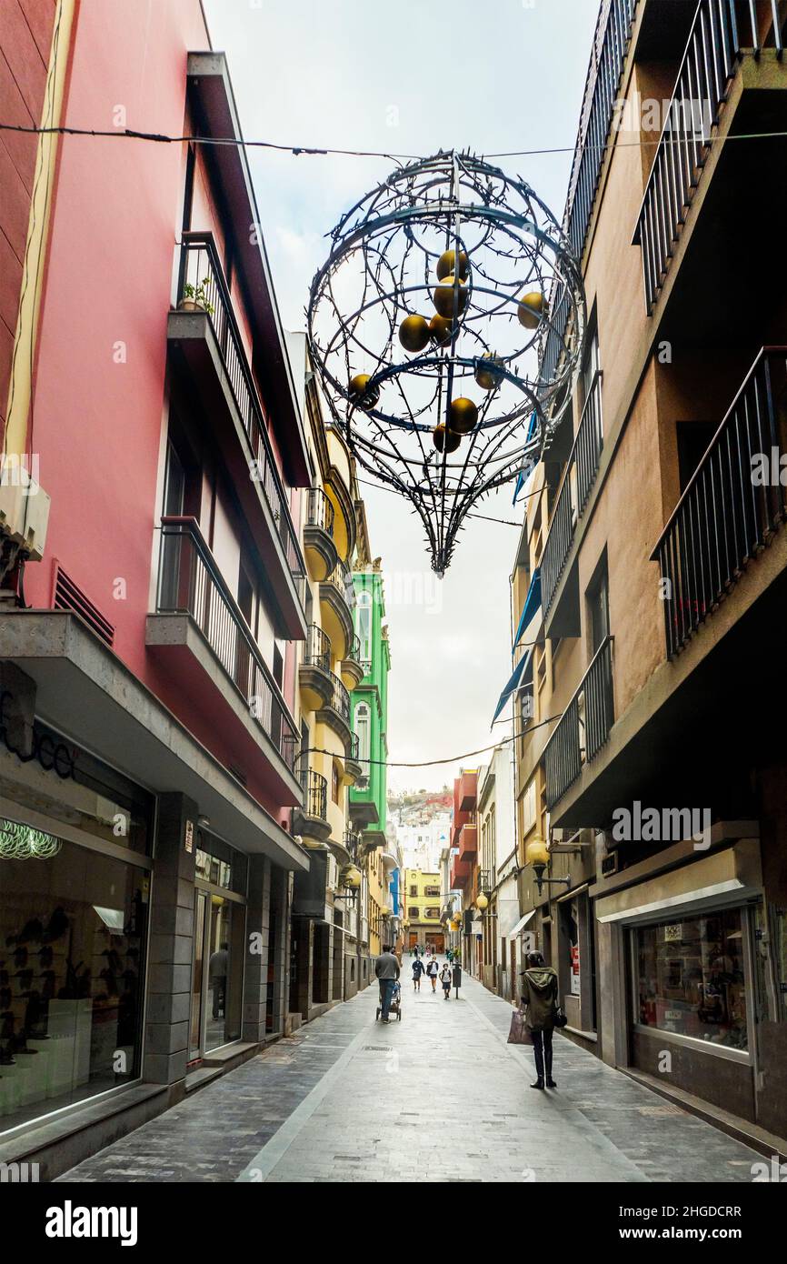 Haupteinkaufspromenade in Triana, Vegueta, Las Palmas de Gran Canaria, Kanarische Inseln, Spanien Stockfoto