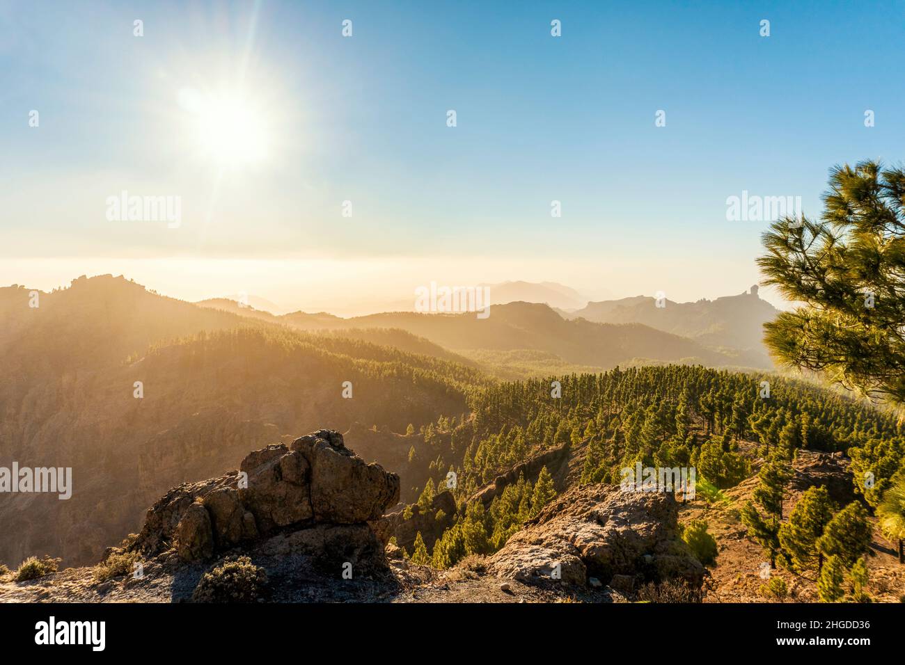 Blick vom höchsten Gipfel Gran Canarias, Pico de las nieves, Kanarische Inseln, Spanien Stockfoto